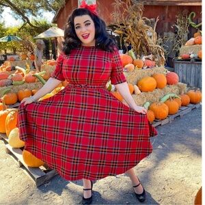 Collectif Suzanne Berry Check Swing Dress 2X Pinup